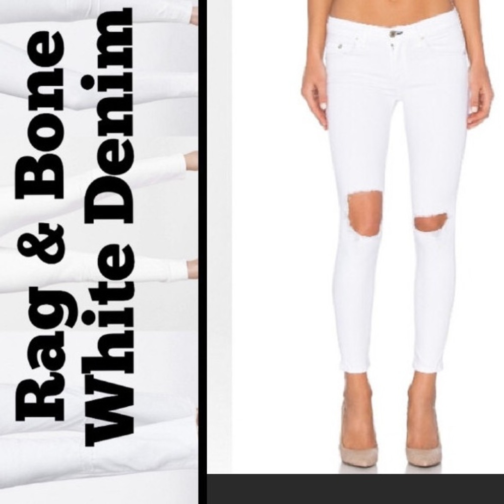 Rag & Bone | White Capri With Holes Jeans NEW